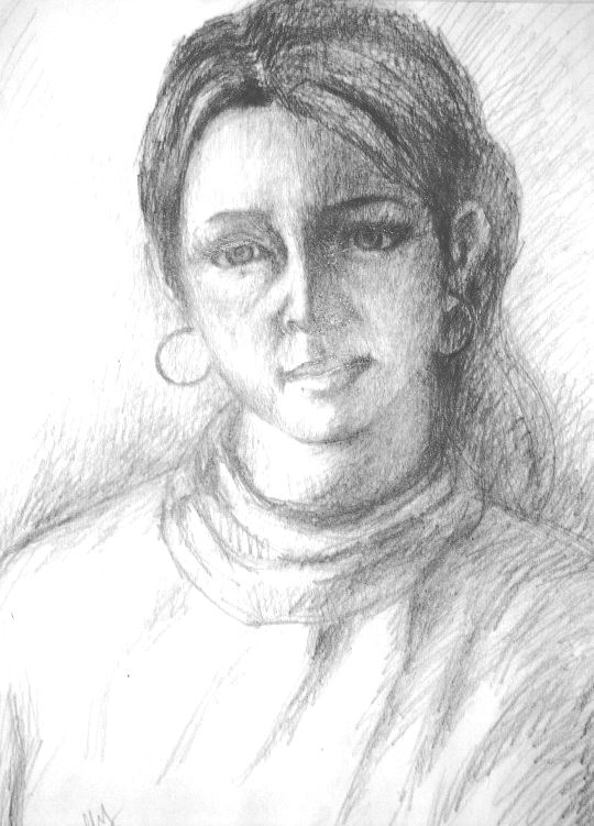  A pencil portrait of Ping's friend and neighbour.